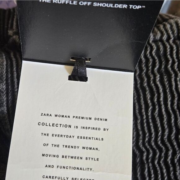 Zara Premium Washed Denim Black Ruffled Women's Crop Top NWT - Picture 9 of 11